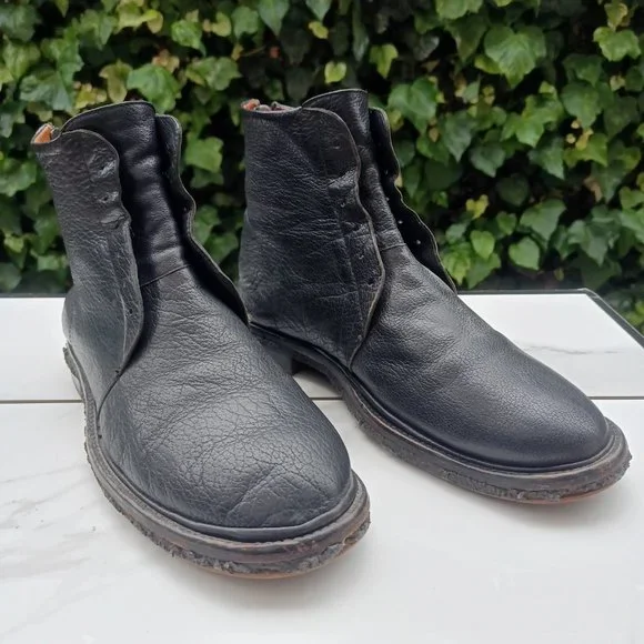 Elia Maurizi Leather Ankle Boots Back Zip Natural Rubber Mid-Sole Size 10.5 M - Picture 2 of 12